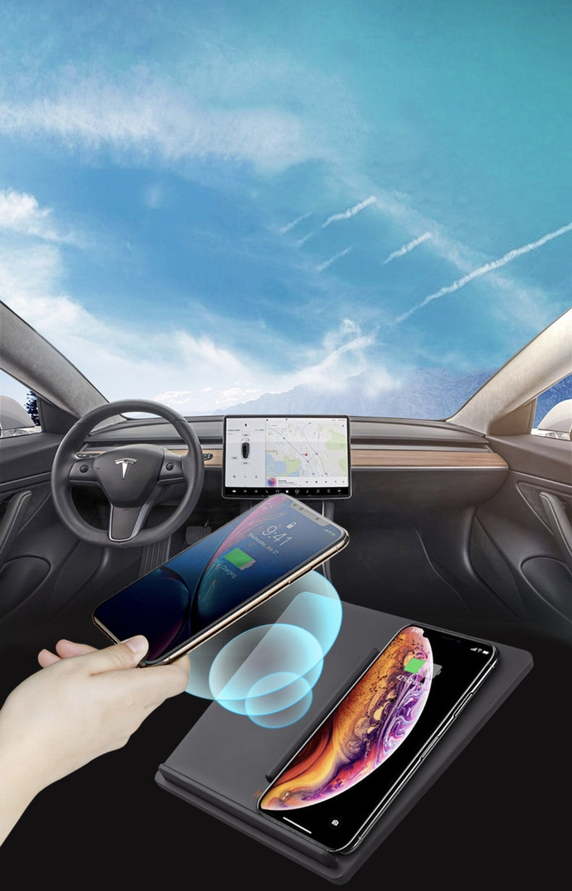 Tesla applicable car wireless charger